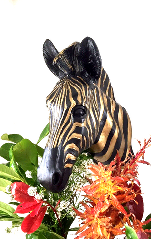 Zebra Head Bust Interior Design Home Conservatory Summer  House Statue Black+Gold