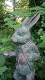 White Rabbit Alice in Wonderland Bronze Effect Garden Statue Ornament